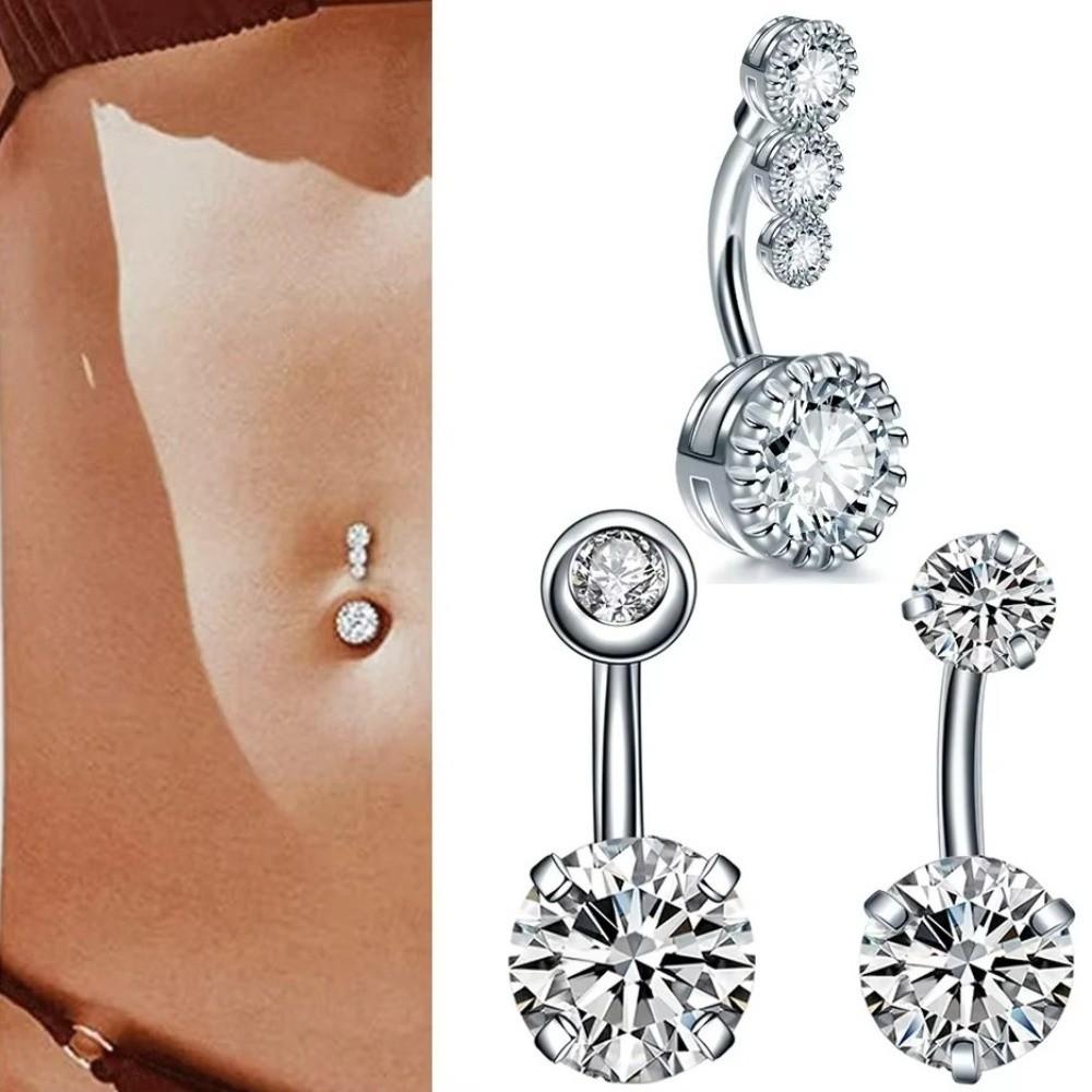 Zircon Crystal Ball Belly Button Rings Elegant Shiny Body Jewelry Gem Navel Piercing  Accessories