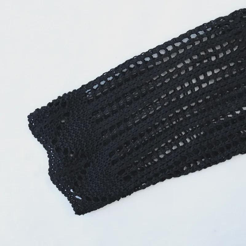 2024 Exklusives weißes Strandkleid aus Hohlspitze, gestrickt – Rundhalsausschnitt, sexy Blusenrock