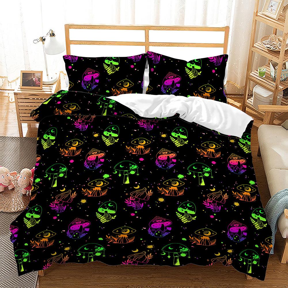 Bedding Three-Piece Set Quilt Cover Pillowcase 3D Digital Printing Plant Leaf Fruit Kit