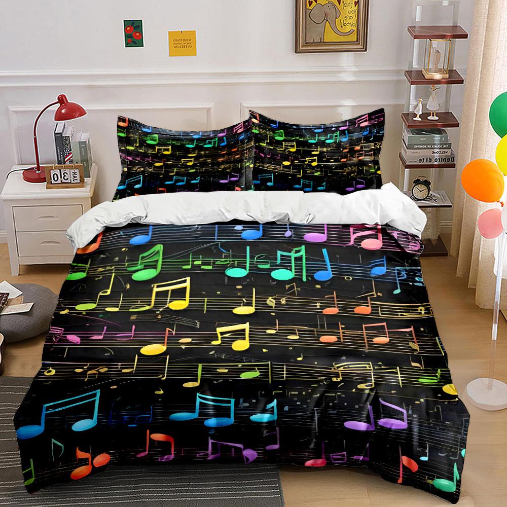 Colorful musical notes pattern. Bedding sets Duvet cover sets Duvet covers Pillowcases(1 * Duvet Cover 2 * Pillowcases without duvet insert)