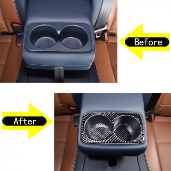 Carbon Fiber Car Rear Cup Holder Panel Cover trim Fits For Ford Maverick