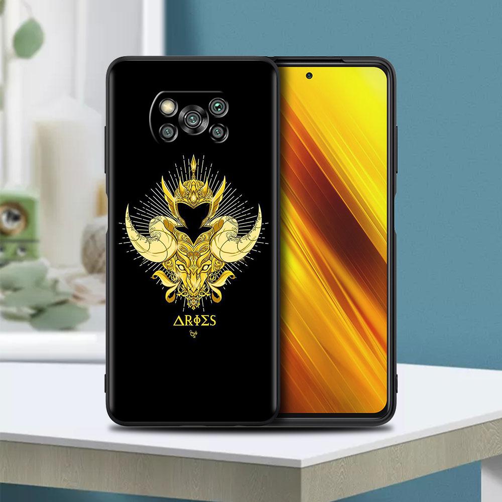 Custodia Per Xiaomi Mi Poco X3 NFC M3 Pro F3 GT M4 F1 12 11 Litre 12X Note 10 9T Nera Morbida Cover per Telefono Anime Saint Seiya Logo