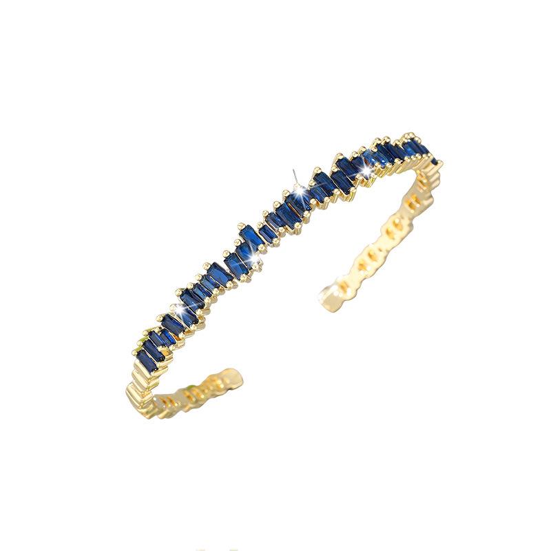 2025 High-End Geometric Zircon Inlaid Irregular Bracelet for Women - Niche Cold Style, Versatile Design