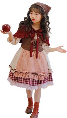 [Shoki Manufacturing] Little Red Riding Hood Dress with Cape - Cute Maid Outfit for Cafes, Cosplay Costume, One-Piece Dress with Cape, Cute