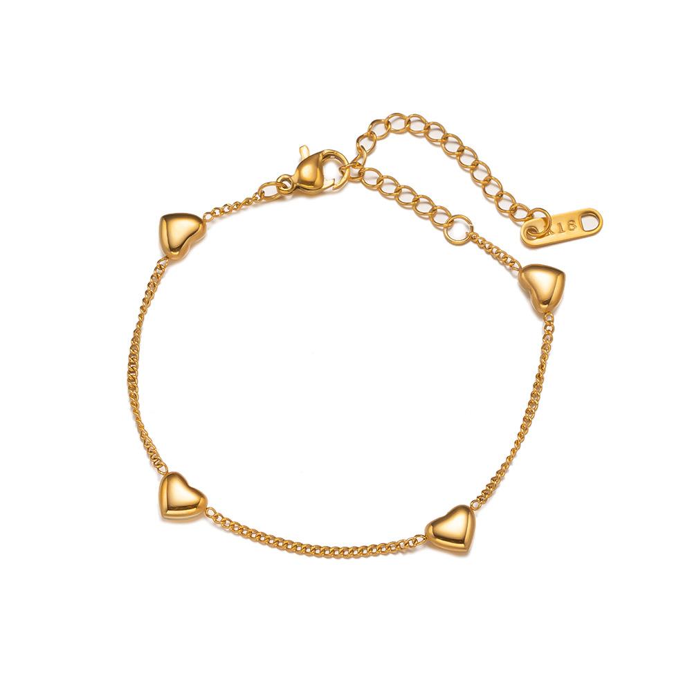 316L Stainless Steel New Fashion Upscale Zircon Love Heart Shape Charm Chain Bracelets For Women Couple Girl's Gift