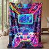 Neon Gaming Ausrüstung Thema Decke Leicht Warm Flanell Decke Dekorative Überwurfdecke für Hausdekoration