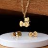 Creative Cartoon Kitty Bow Set: Colorfast Necklace & Earrings - Childlike Best Friend Accessories