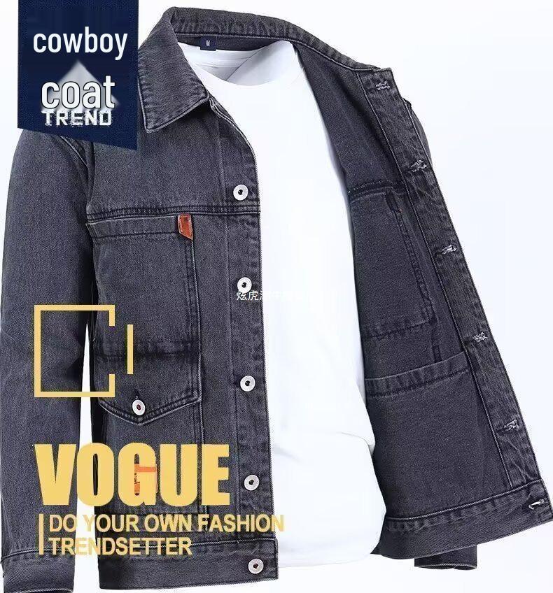 Pánská volná džínová bunda ve stylu trendy japonského stylu pro jaro/podzim 2025 plus size