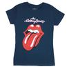 Men's Rolling Stones Cracked Logo Tongue On Navy Blue Tee T-shirt  Navy