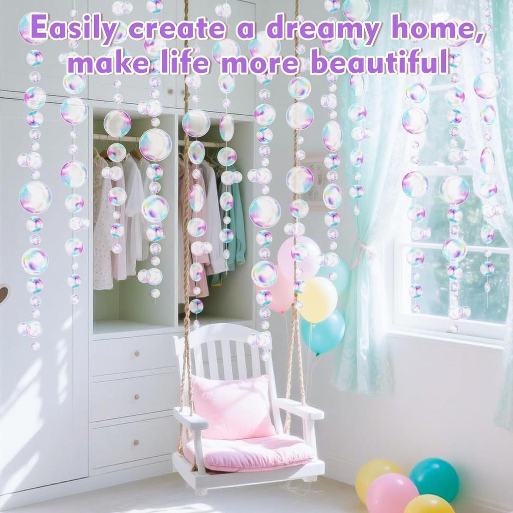 Transparent Bubble Garlands - Colored Bubble Decorations Mermaid Birthday Decorations Hanging Streamer Under The Sea Ocean Garland for Birthday