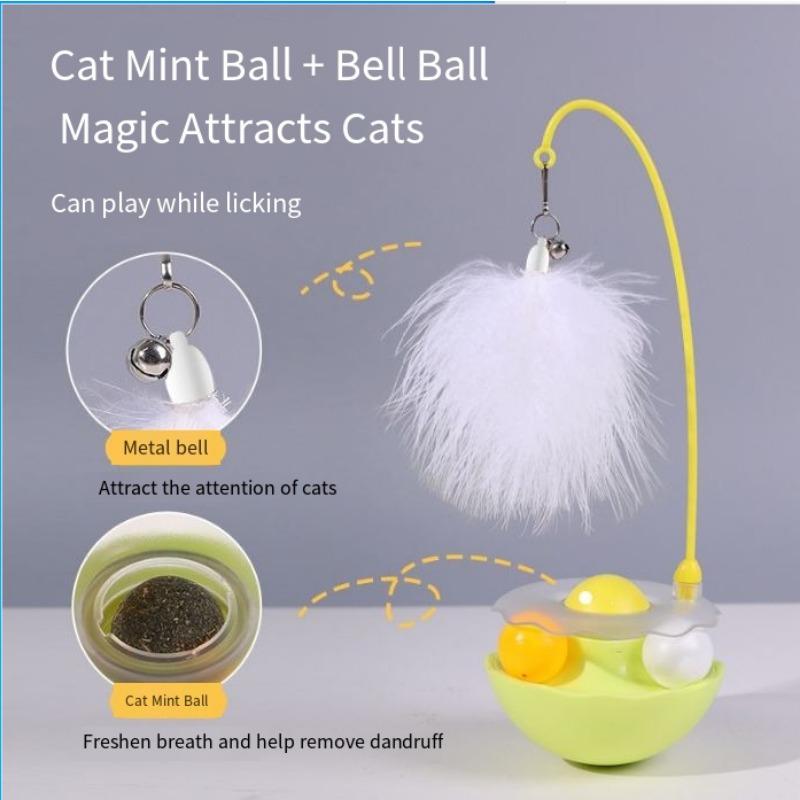 1PC Tumbler Cat Toy Catnip Self-hi Feather Bells Cat Stick Cat Pet Supplies