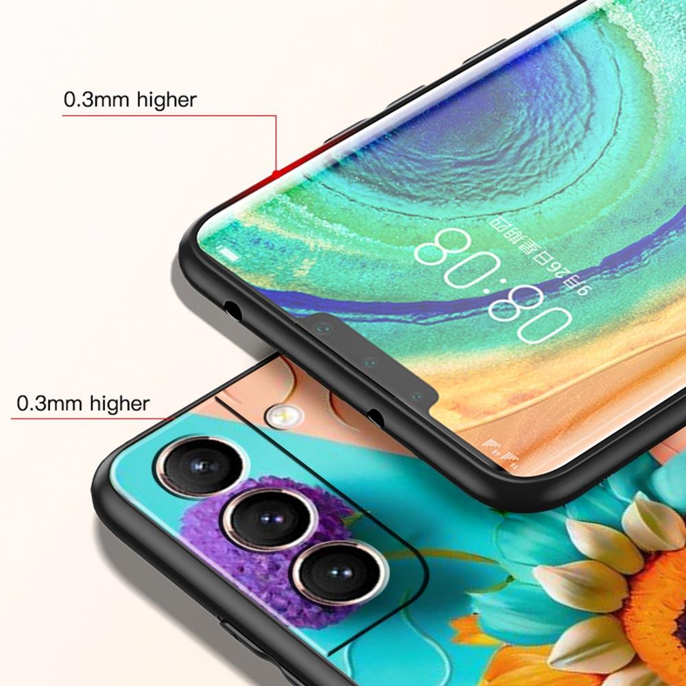 Sunflower Phone Case For Samsung Galaxy S26 Ultra S25 Plus S24 FE S23 S22 5G S21 S20 Cover Black Soft