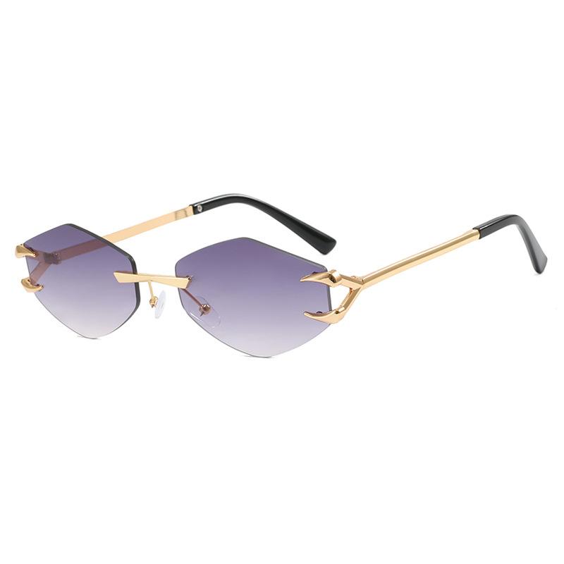 Small Frame Hexagon Sunglasses Women  Luxury Brand Metal Rimless Rhombus Sun Glasses For Female Retro Polygon Eyewear UV400