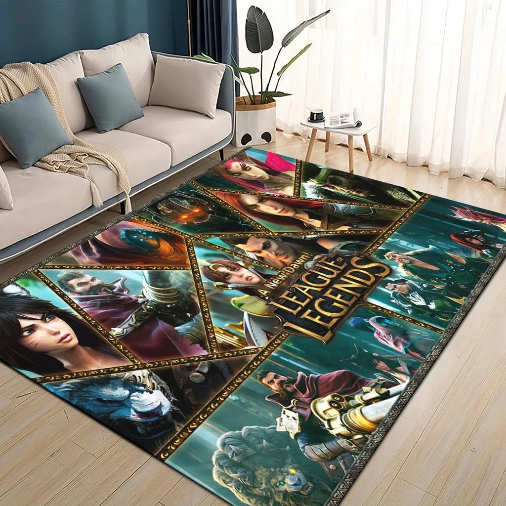 2025 New LOL Jinx League of Legends Game Carpet Rug for Living Room Bedroom Home Sofa Decoration,Kids Play Non-slip Floor Mat