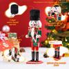 30cm Wooden Nutcracker Ornament Soldier Figurement Handcraft Doll Toy Home Office Table Xmas Decoration Statues Christmas Gift