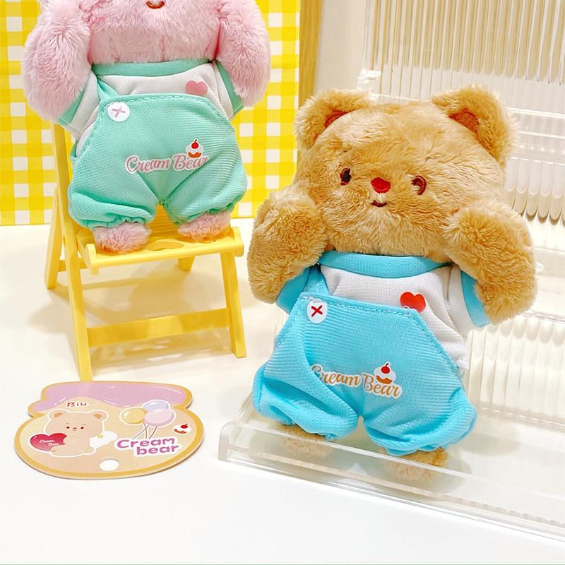 And Soft Fuzzy Cream Bear Plush Keyring With Cute Outfit Ideal For Key Decoration