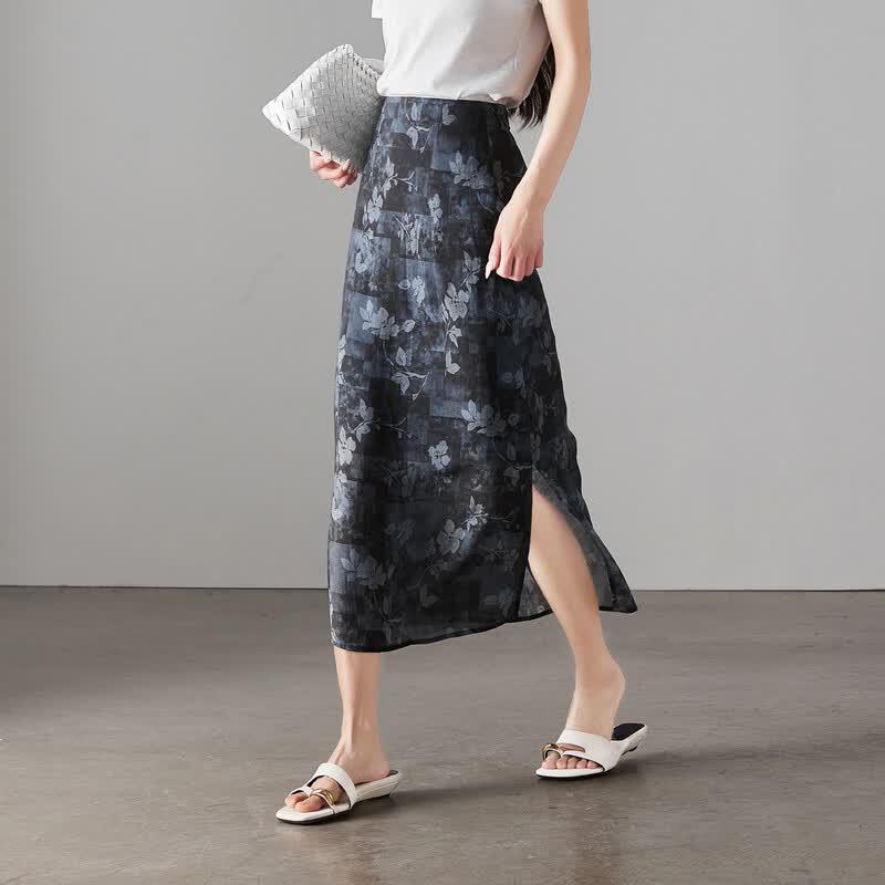 SOFSIL Women s Retro High-Waist Floral Print A-line Midi Skirt 29/XL