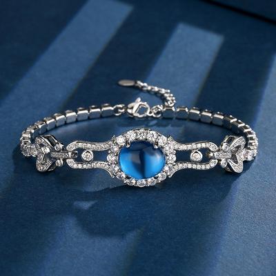 Jewelry Retro Simulation Blue Spinel Fluorescent Temperament Bracelet Jewelry Women 10 * 12