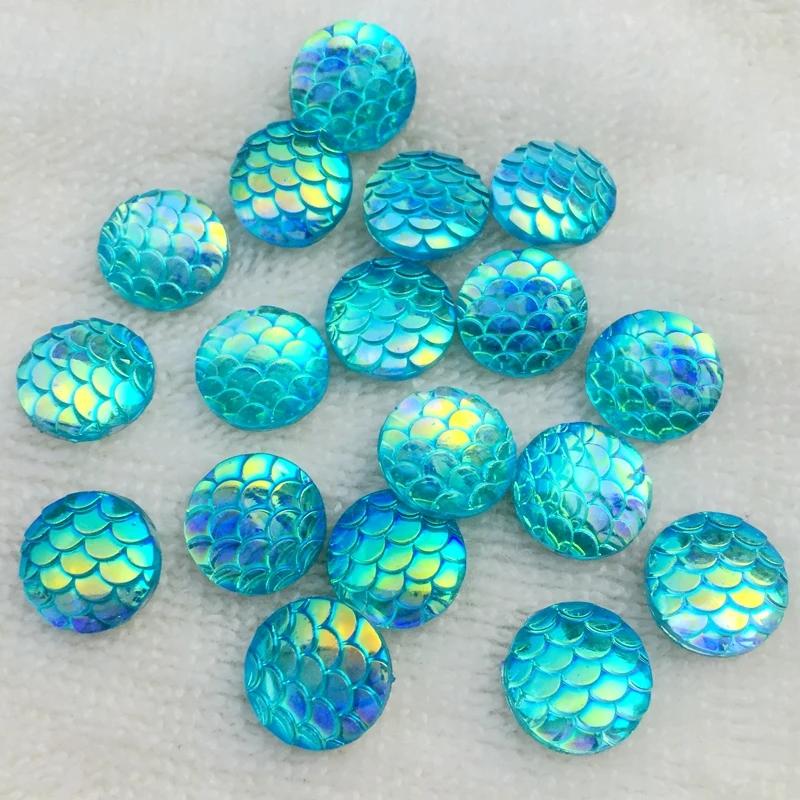 80pcs Round AB Resin Crystal Fish Scales Flat Back Rhinestone Scrapbook Wedding Decoration Scrapbooking Diy Accessories