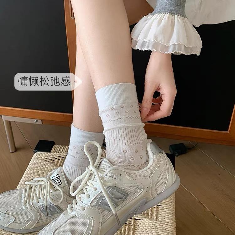 Gray Socks Women'S Autumn Cotton Medium Tube Socks Flat Boneless Breathable Cotton Socks Korean Solid Color Women'S Socks White Stockings