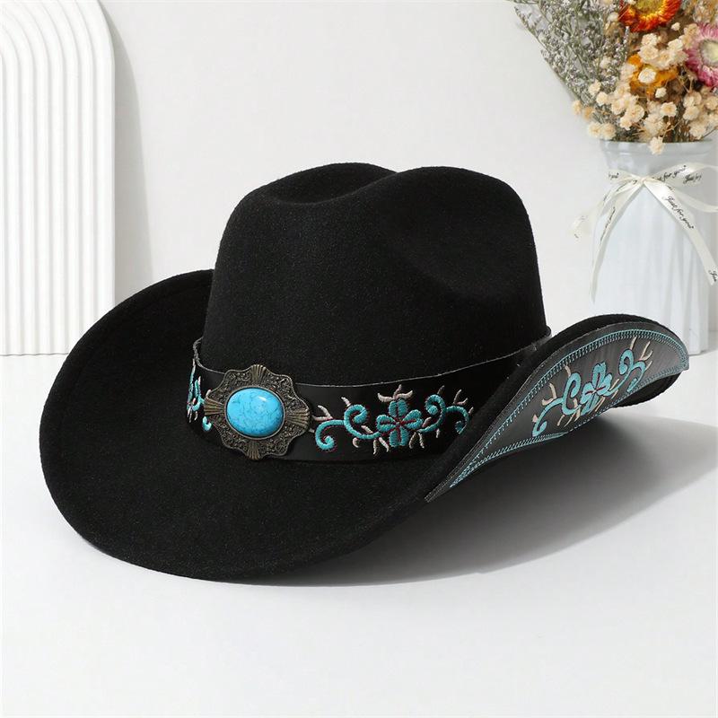 High-quality Woolen Jazz Hat, New Luxury European and American Style Knight Riding Western Cowboy Hat, Trendy for Both Men and Women