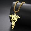 My Shape Caduceus Drop Earrings Medical Snake Scepter Wings Stainless Steel Pendents Necklace Nurse Doctor Medical Jewelry Gifts