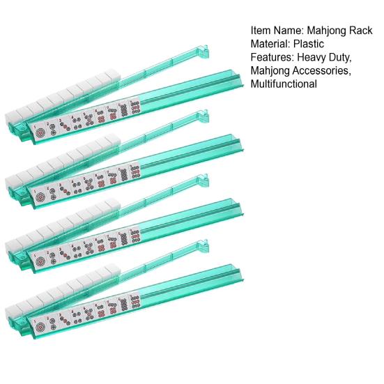 4Pcs Mahjong Rack with Pusher Heavy Duty Portable Multifunctional American Mah Jongg Tile Holder Push Ruler Mahjong Accessories