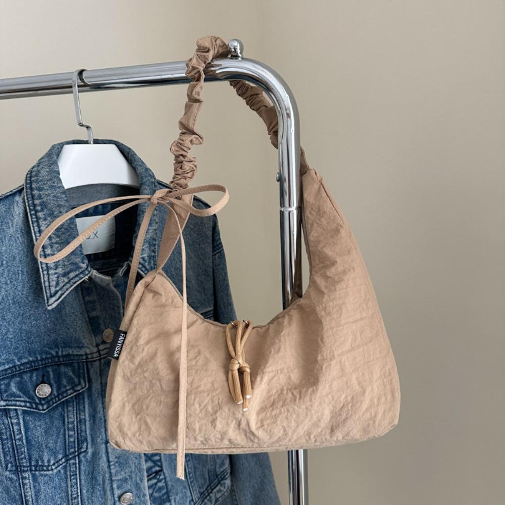 

Легкая плиссированная сумка-пельмень нейлоновая женская сумка через плечо модная сумка на шнурке сумочка