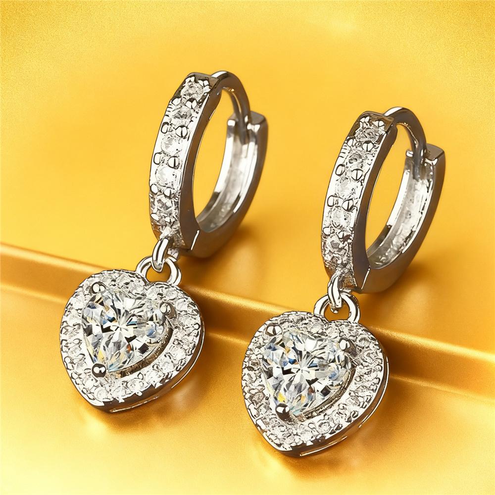 Cute Female White Zircon Stone Hoop Earrings Vintage Fashion Wedding  For Women