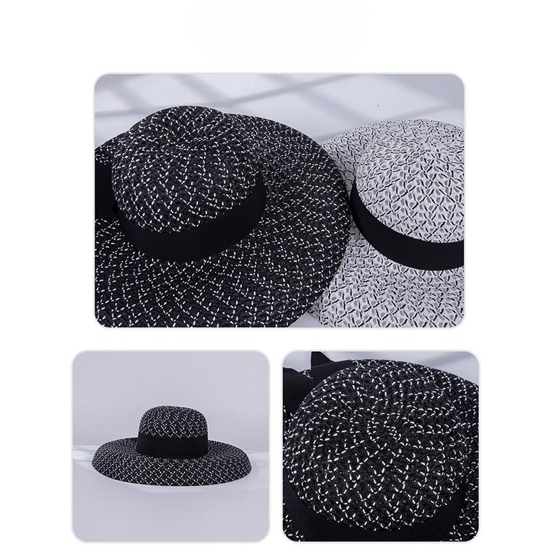 New Fashion Summer Women's Sun Protection Elegant Black Bow Accessories Versatile Casual Hat Sun Hat