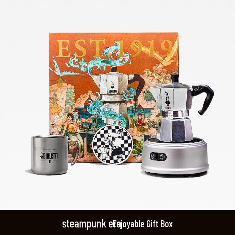 Bialetti Steam Age Moka Pot Gift Set: Single/Double Valve Hand-Pour Coffee Maker