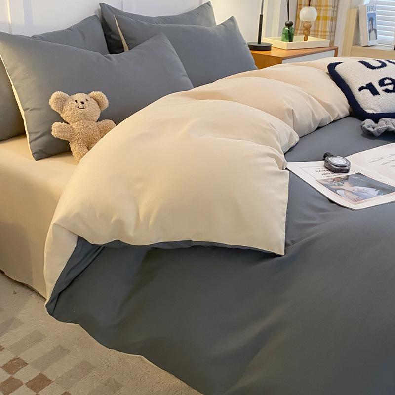 Bedding Four-piece Set Printed Skin-friendly Water Wash Sheets Quilt Cover Pillowcase Set