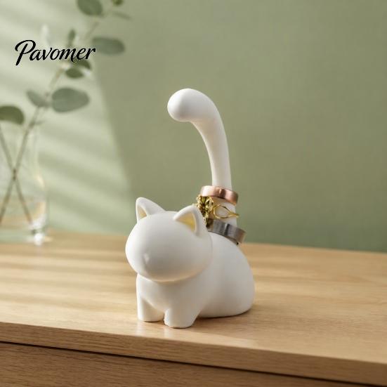 Jewelry Organizer for Rings Cute Cat Ring Holder, Minimalist Stand Bedroom Dressing Practical Storage Gift Table, Decorative Sitting And Earrings