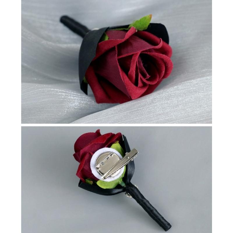 5Pcs Rose Wrist Corsages for Bride Bridesmaid Bridal Showers, Wedding Rose Boutonniere for Ceremony Anniversary Proms