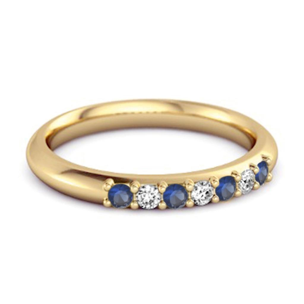 Blue Sapphire Eternity Stackable Ring - 925 Sterling Silver Gold Vermeil