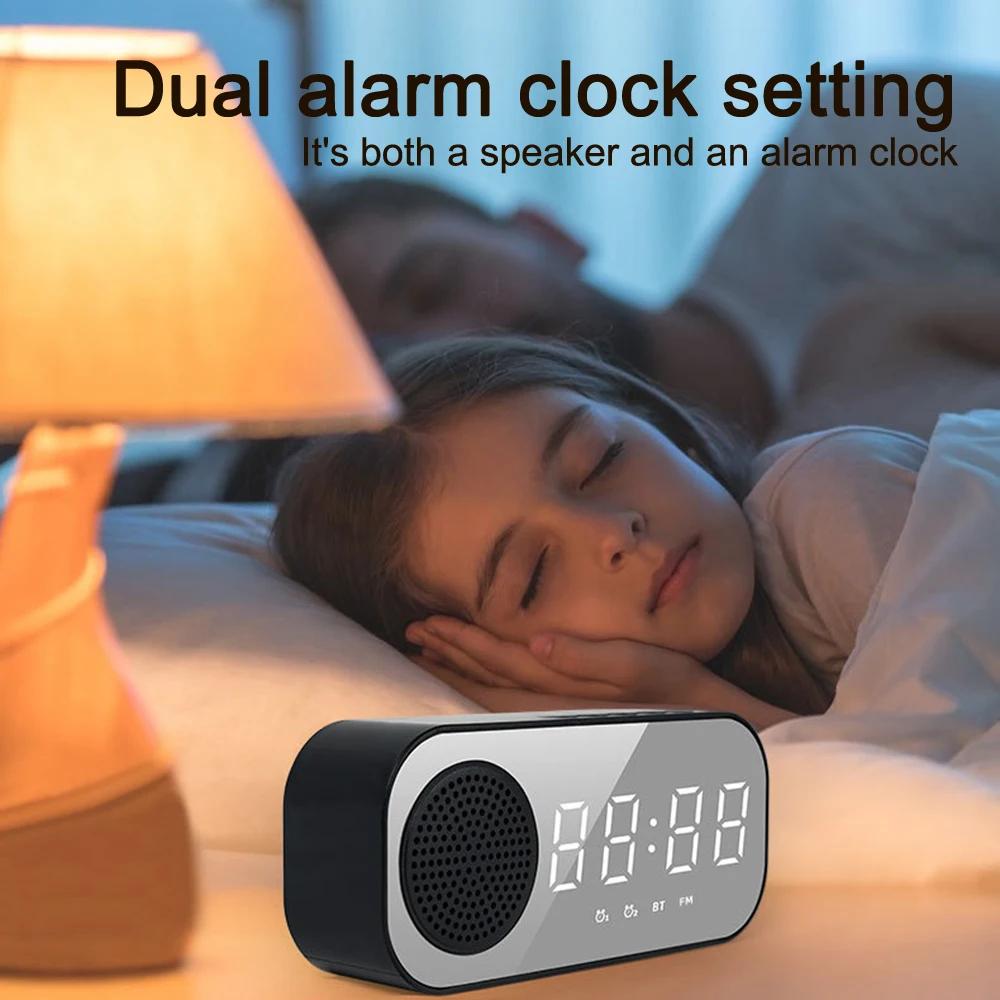 Wireless Bluetooth Speaker Digital Alarm Clock Support TF FM Radio Sound Box Bass Subwoofer Boombox Desktop Music Player