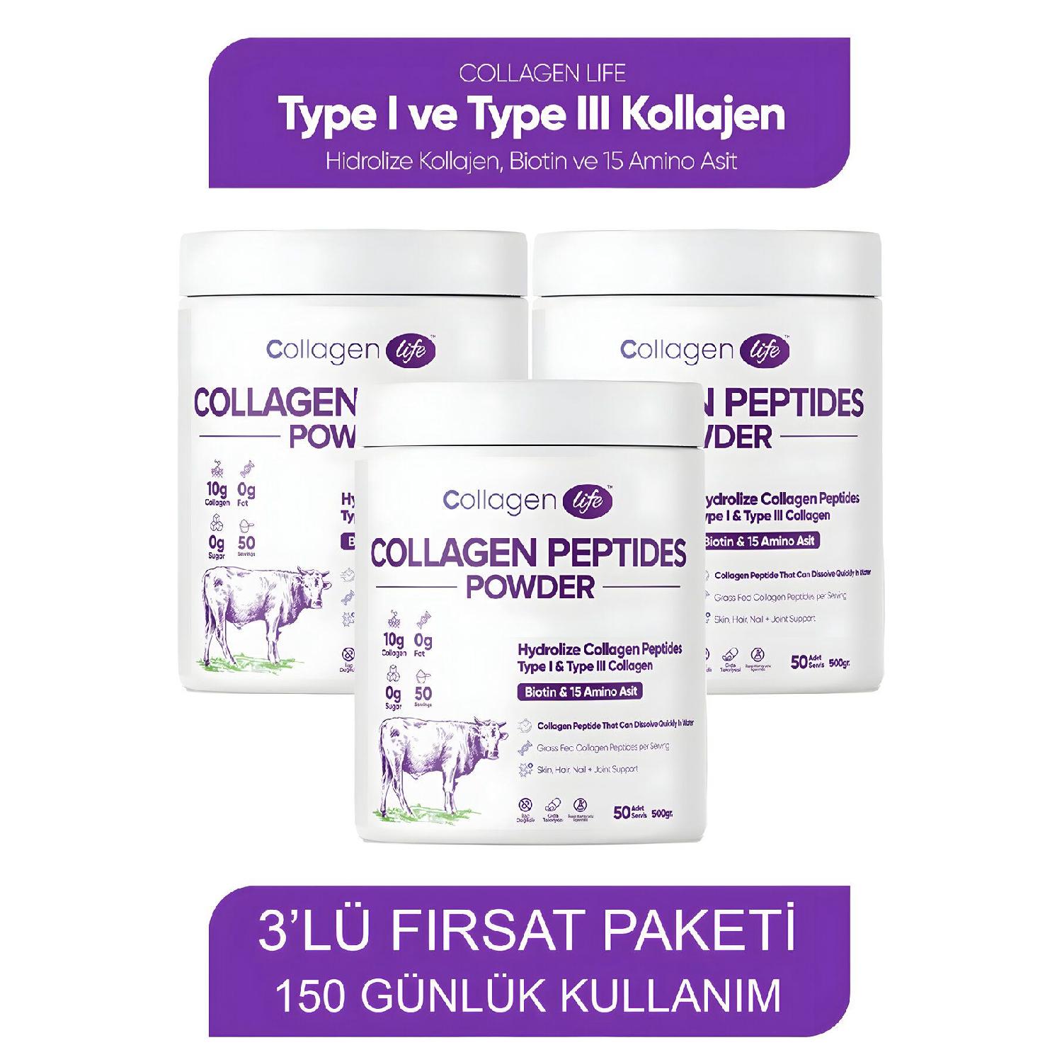 

3 -package 100 %hydrolyzed Collagen Peptitis Biotin And 15 Amino Acids Food Supplements 150 Days