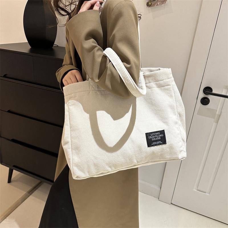 Stylish And Minimalist Large Capacity Canvas Tote Bag For Women In Black And Gray