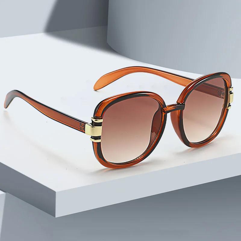 New In  Sunglasses for Women Modern Fashion Purple Orange Gradient Decorative Glasses Transparent Plastic Frame Metal