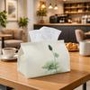 1pc of a Stylish Tissue Box Featuring a Botanical Illustration of a Lotus Flower, Designed To Bring a Serene Touch. Crafted from Durable Polyester Fab