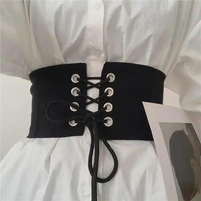 Damen Retro Schwarzer Ultrabreiter Taillengürtel mit Reißverschluss für Hemden - Europäischer und Amerikanischer Stil