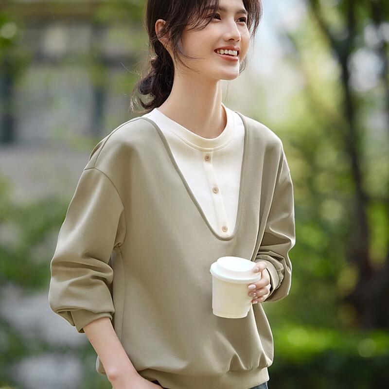 La Chapelle Oversized Crewneck Sweatshirt with Contrast Trim