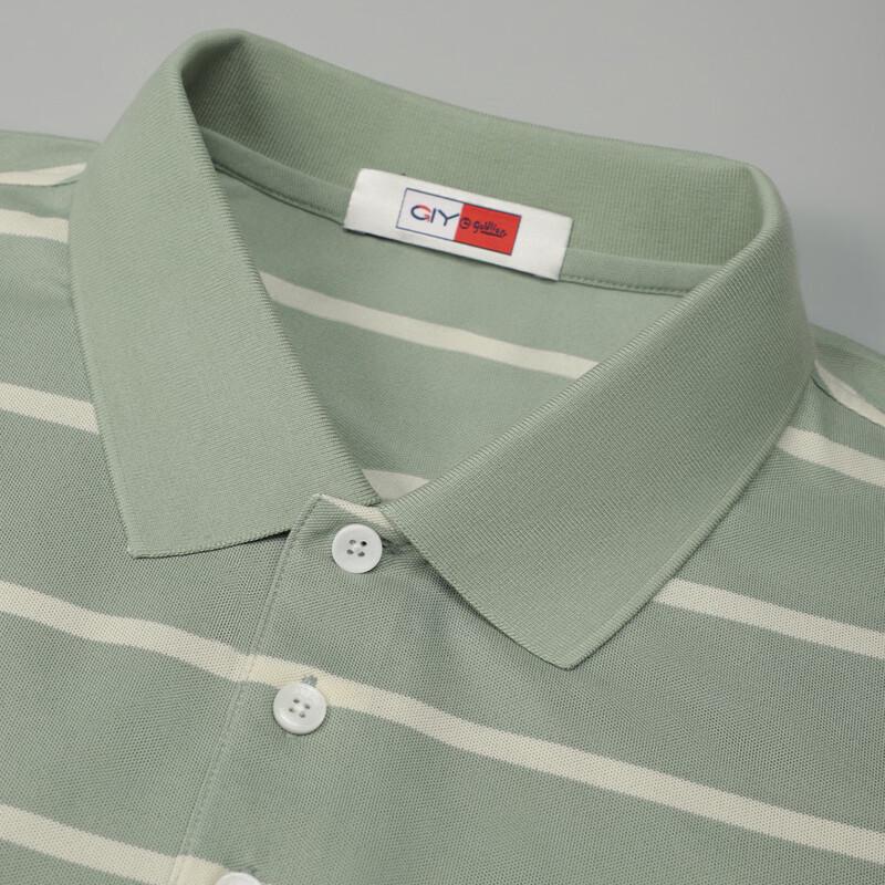 Goldlion Men's Silk Blend Striped Polo Shirt