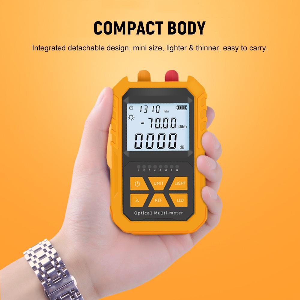 Handheld Ical Power Meter with 5km Red Light -70.+6dBm Ical Power Tester Cable Tester Portable Digital Light Power Meter with 7