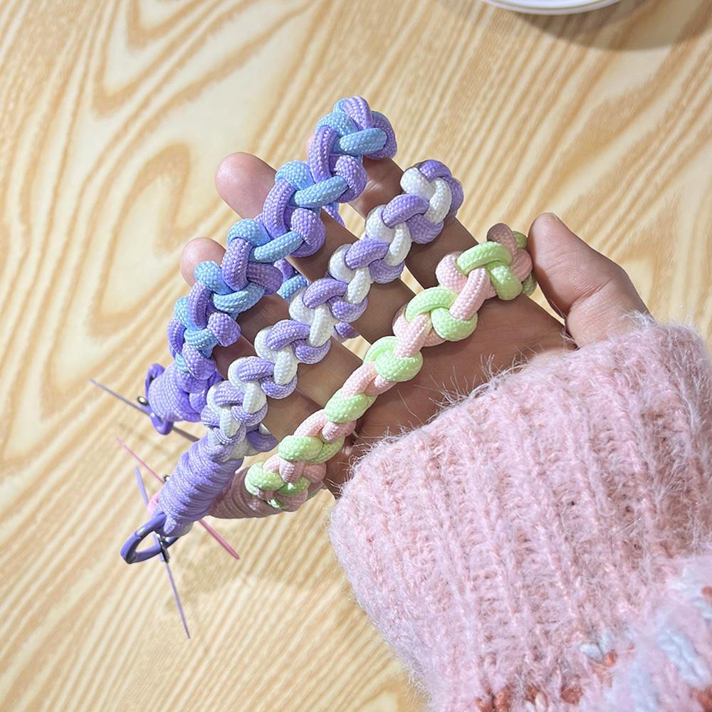 Macaron Dopamine Colored Short Strap Mobile Phone Chain with Clip Wrist Strap Keychain Wallet Lanyard