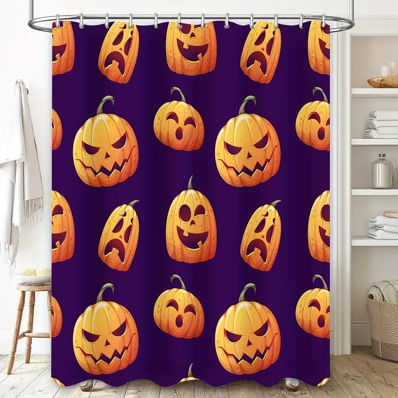 Zasłony prysznicowe w halloweenowym stylu z motywem dyni dla upiornej i świątecznej dekoracji łazienki Idealny pomysł na prezent dla entuzjastów Halloween