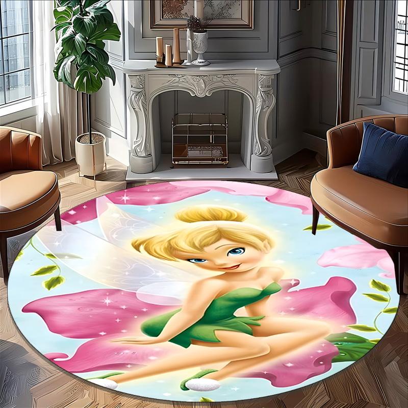 1pc T-Tinkerbell Carpet, Round Rug, Comfortable, Suitable for Entryways, Living Rooms, Office, And Bedrooms, Christmas Decoration