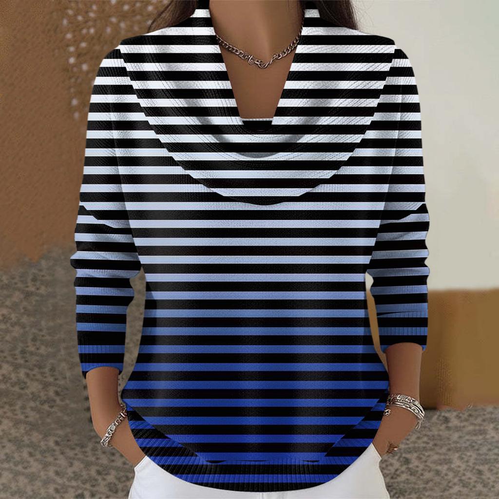 סוודר עליון לנשים, קז'ואל ואופנתי, צווארון עגול, שרוולים ארוכים, מודפס