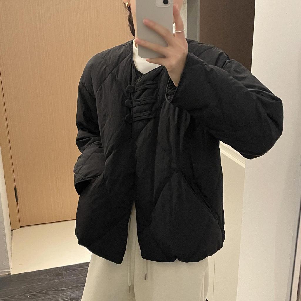 Petite Women's Lightweight Collarless Winter Down Jacket with Diamond Pattern