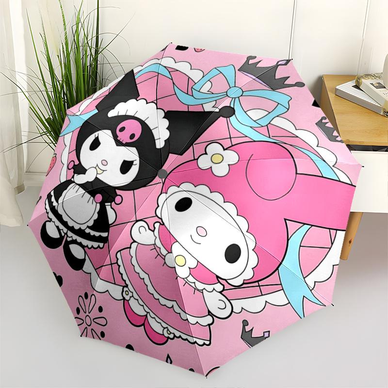 

1pc My Melody & Kuromi Princess Edition Umbrella: Automatic Open/Closed, Foldable Design, Outdoor Use, Festival Gift for Fans, Travelers, Daily Use.T0